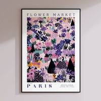 a flower market poster hanging on a wall