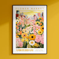 a picture of a flower market in amsterdam
