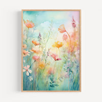 a painting of flowers on a white wall
