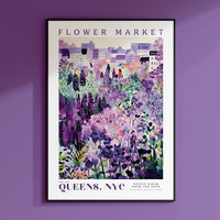 a poster of a flower market in queens, ny
