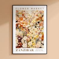 a flower market poster hanging on a wall