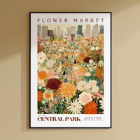 a poster of a flower market in central park