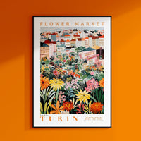 a picture of a flower market on a wall