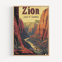 Zion Retro National Park Poster - Poster - Enchanted Sights
