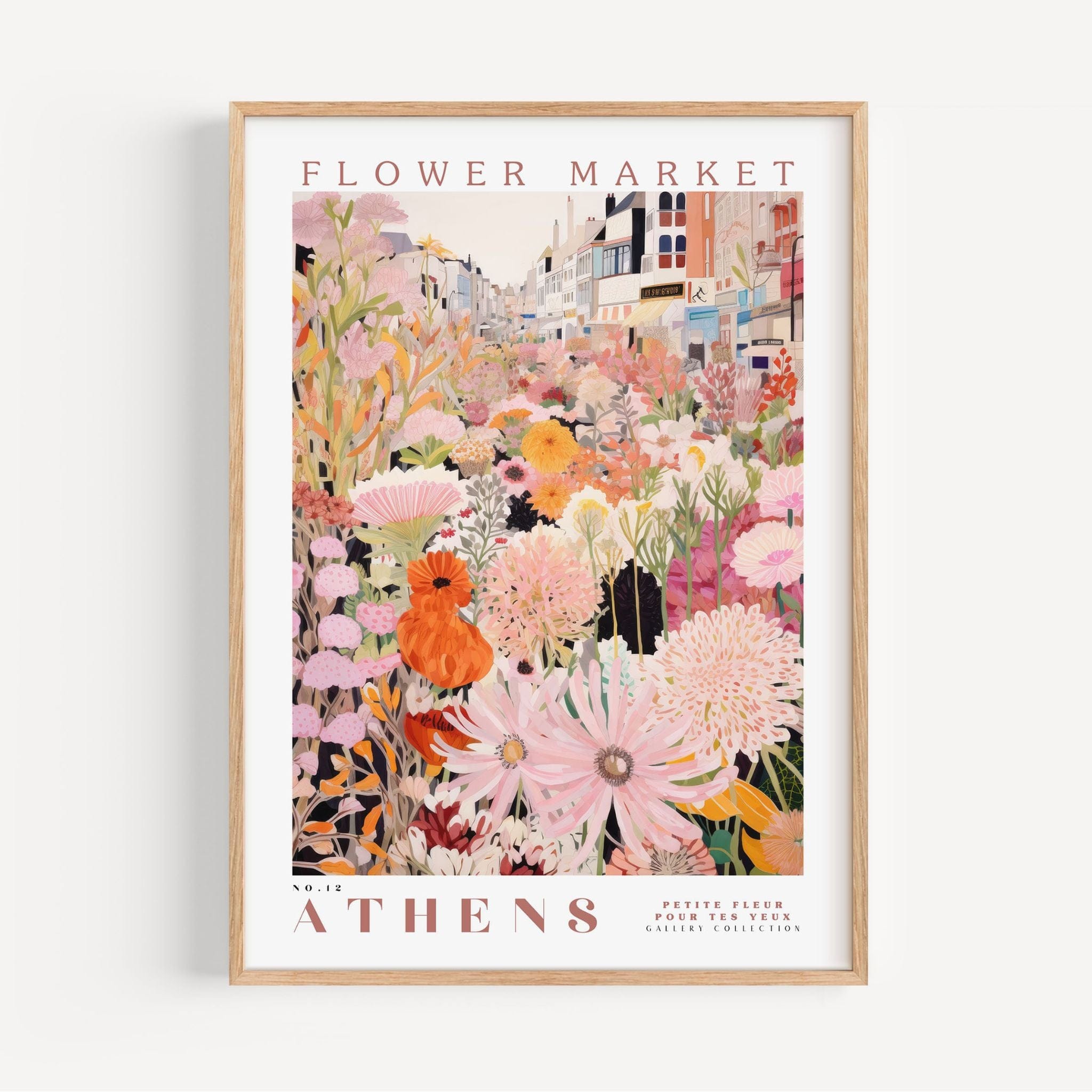 Athens Flower Market Poster Pink