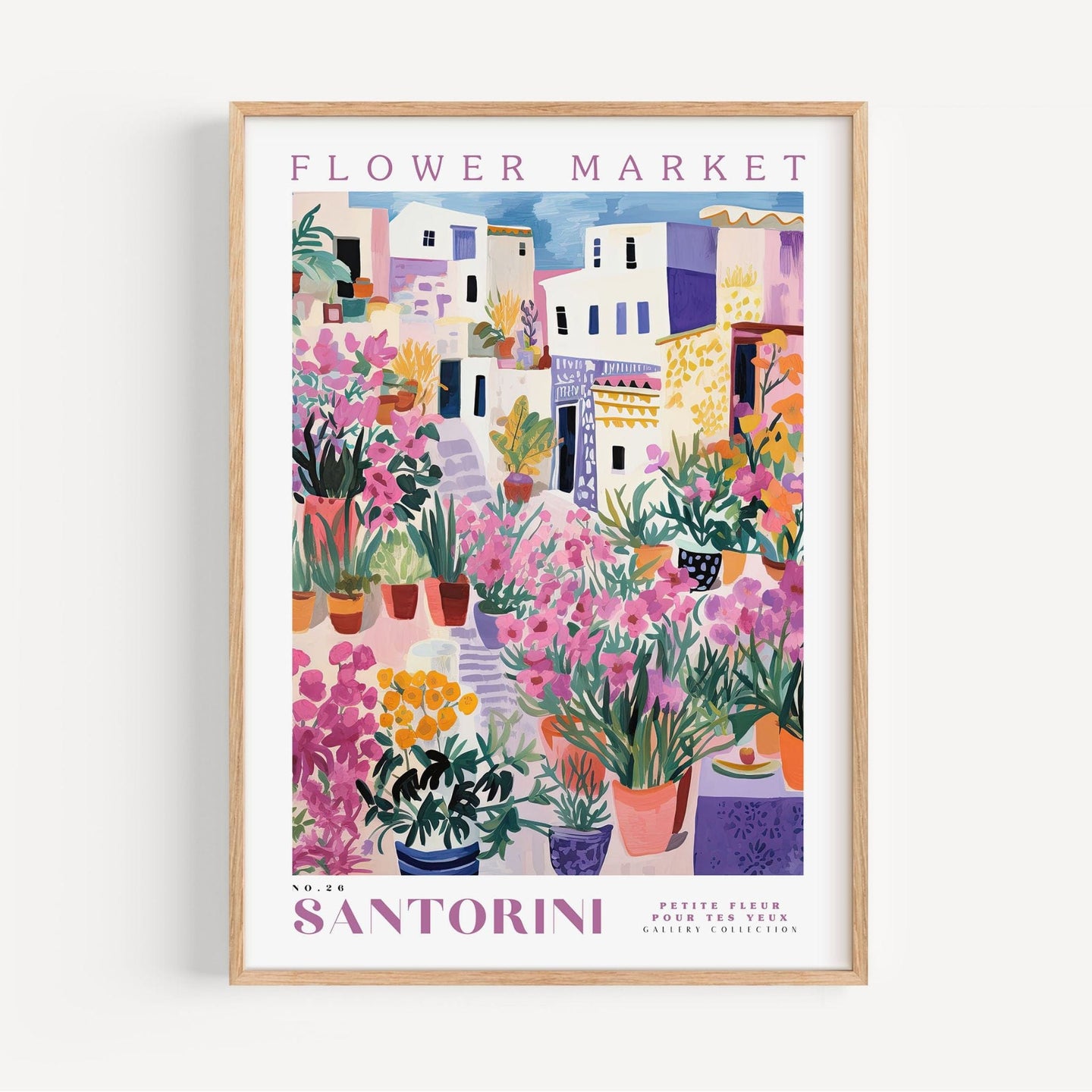 Santorini Flower Market Poster