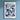 a blue and white flower market poster hanging on a wall