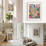 a living room filled with furniture and paintings