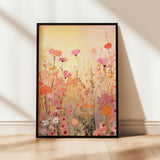 a painting of a field of flowers on a wall