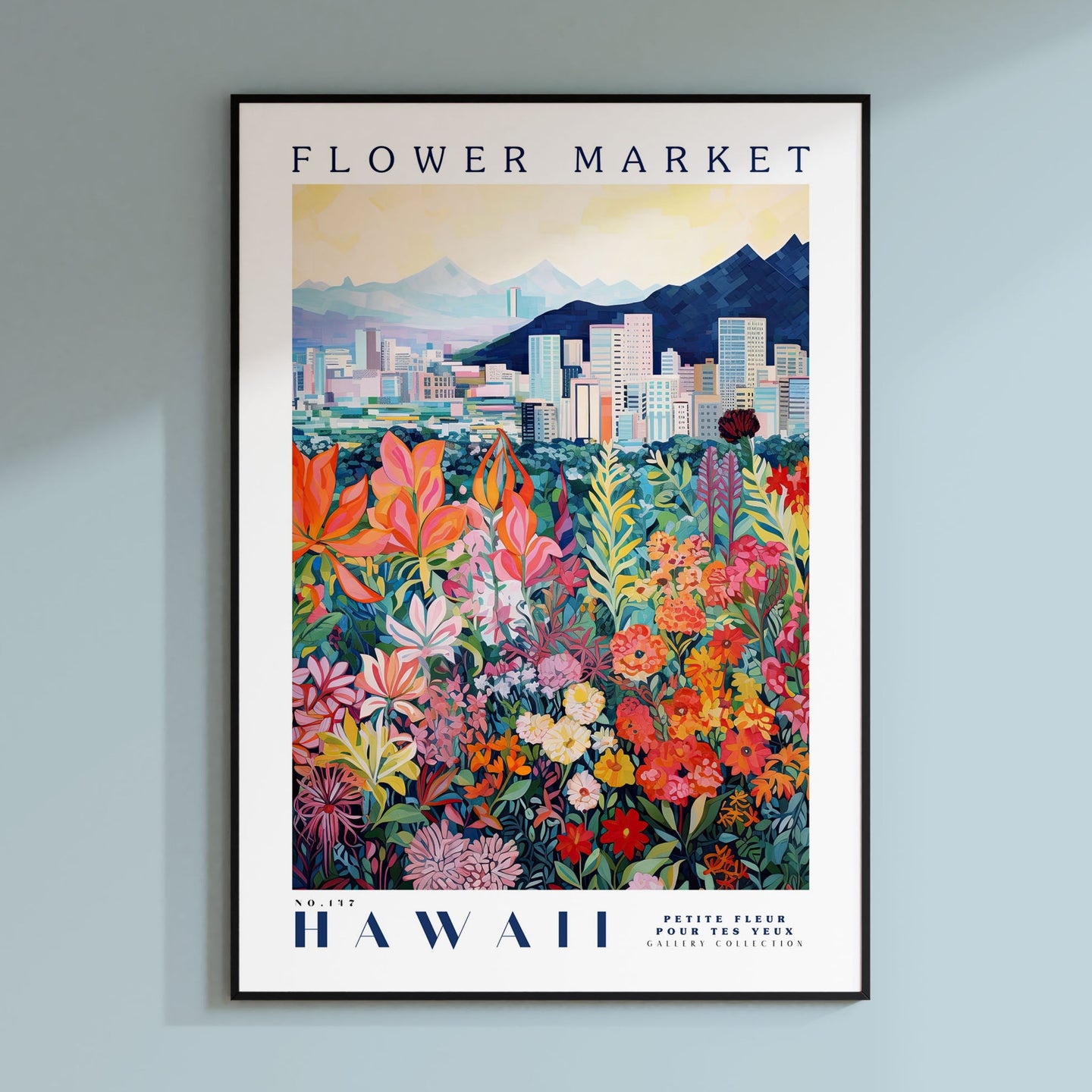 a poster hanging on the wall of a room