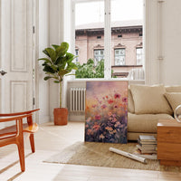 a living room filled with furniture and a painting on the wall