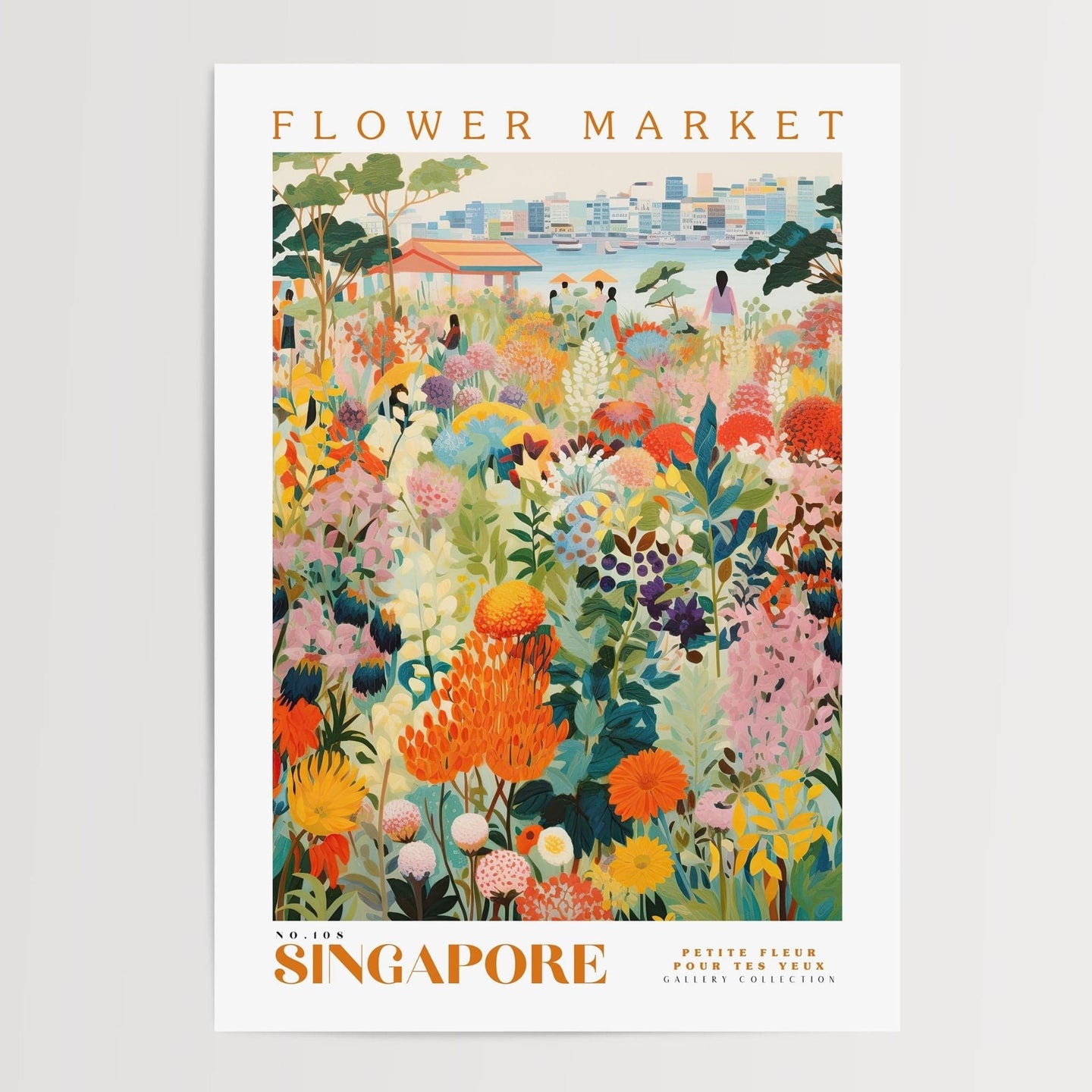 Singapore blomstermarked plakat