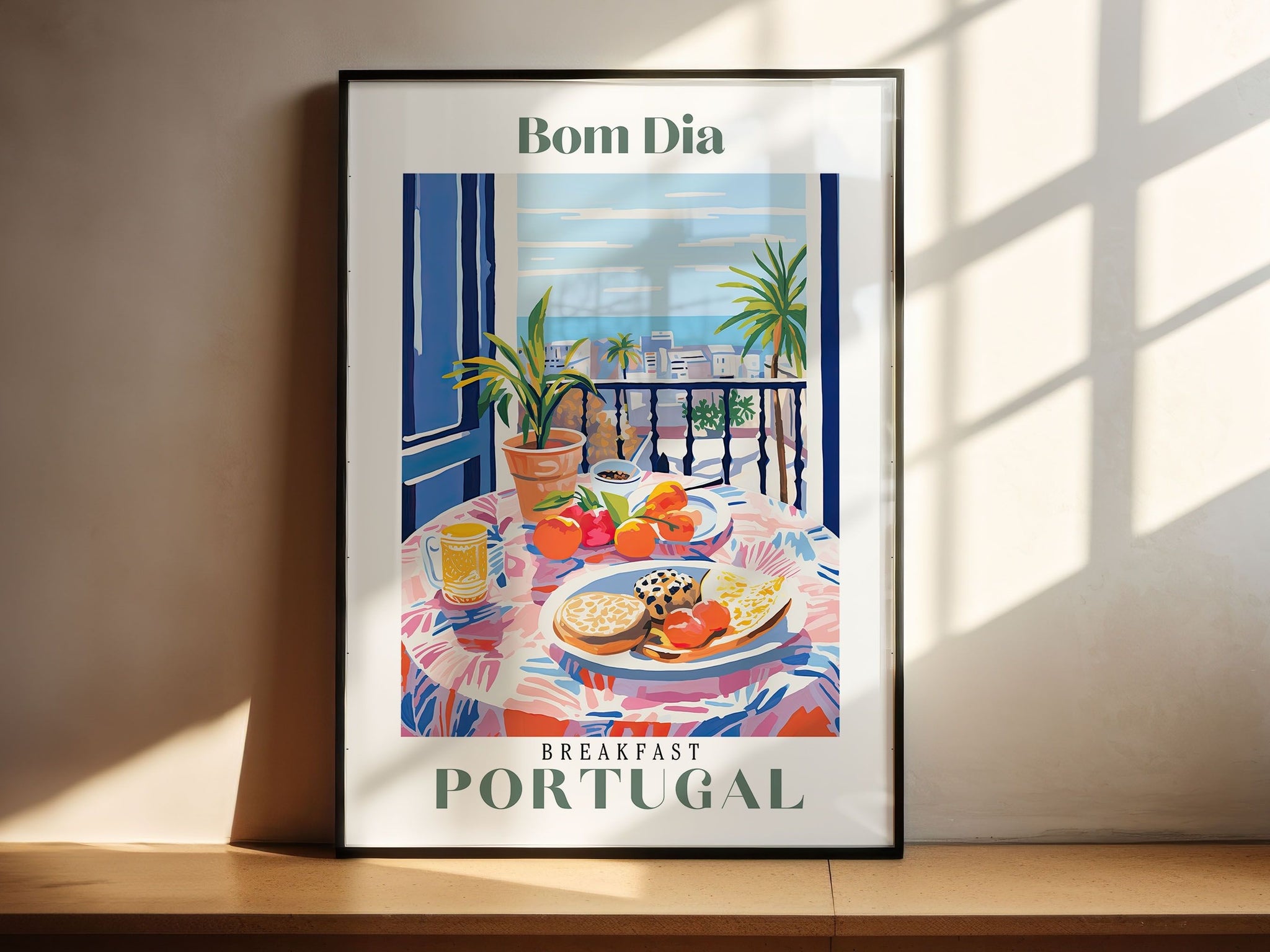 Breakfast Portugal, Colourful Wall Art, Drink Print, Fruit Illustration, Creative Juice, Coffee Art, Brunch Art Print, Breakfast Art Print