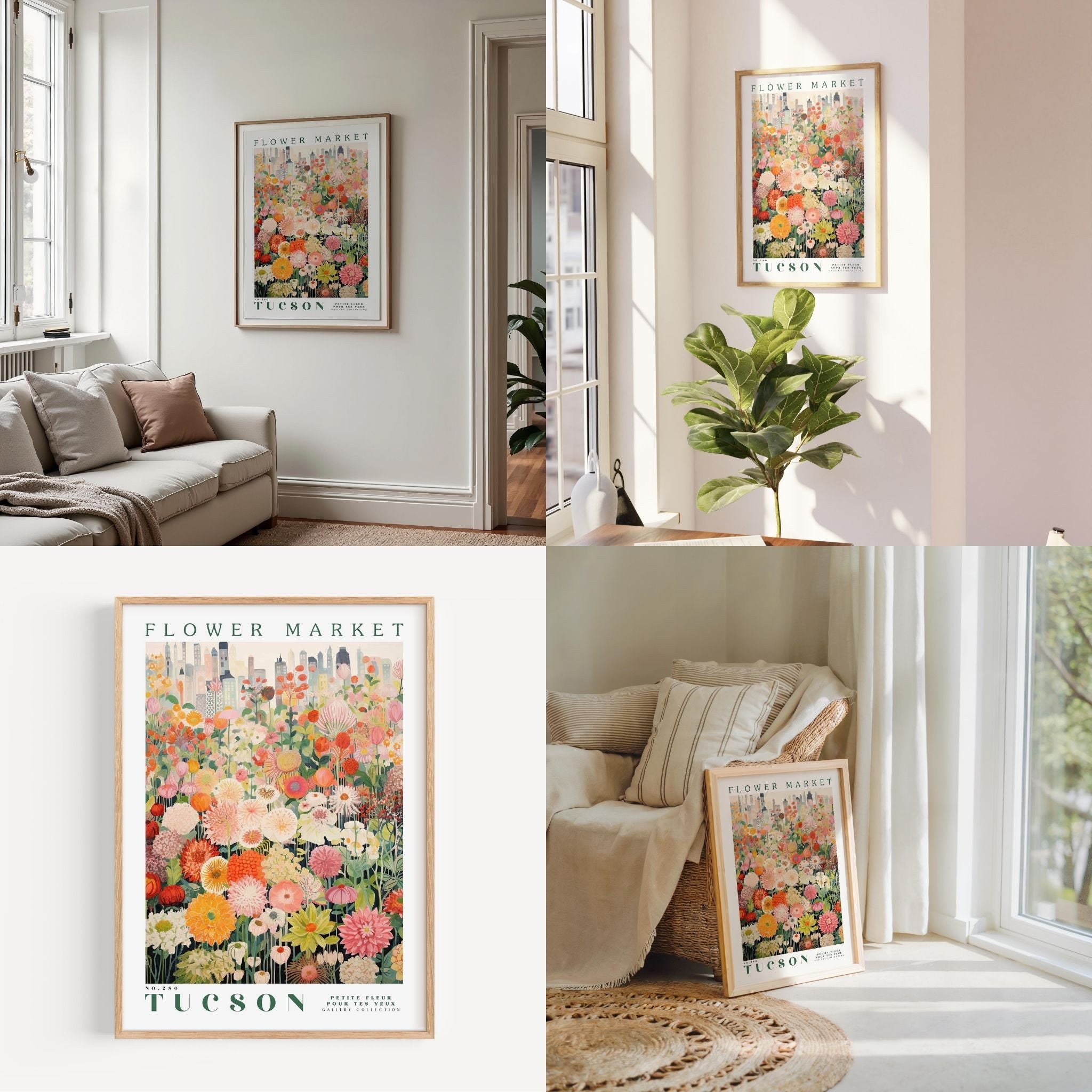 a living room filled with furniture and flowers