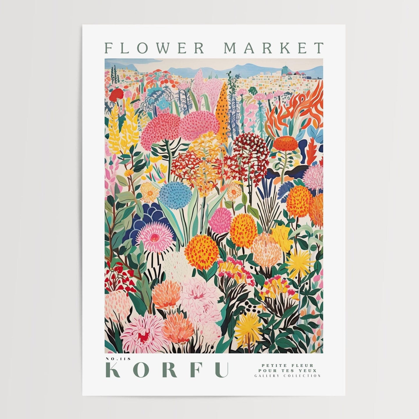 Korfu blomstermarked plakat