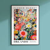 a flower market poster hanging on a wall