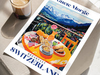 Breakfast Switzerland, Coffee Print, Breakfast Print, Food Art Print, Restaurant Print, Kitchen Wall Art, Brunch Art Print, Cafe Art Print