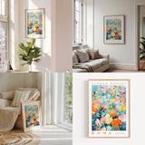 a living room filled with furniture and paintings