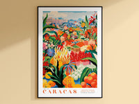 Flower Market Print, Caracas South America Poster, Venezuela Botanical Poster, City Skyline Wall Art, Trendy Wall Art, Floral Illustration