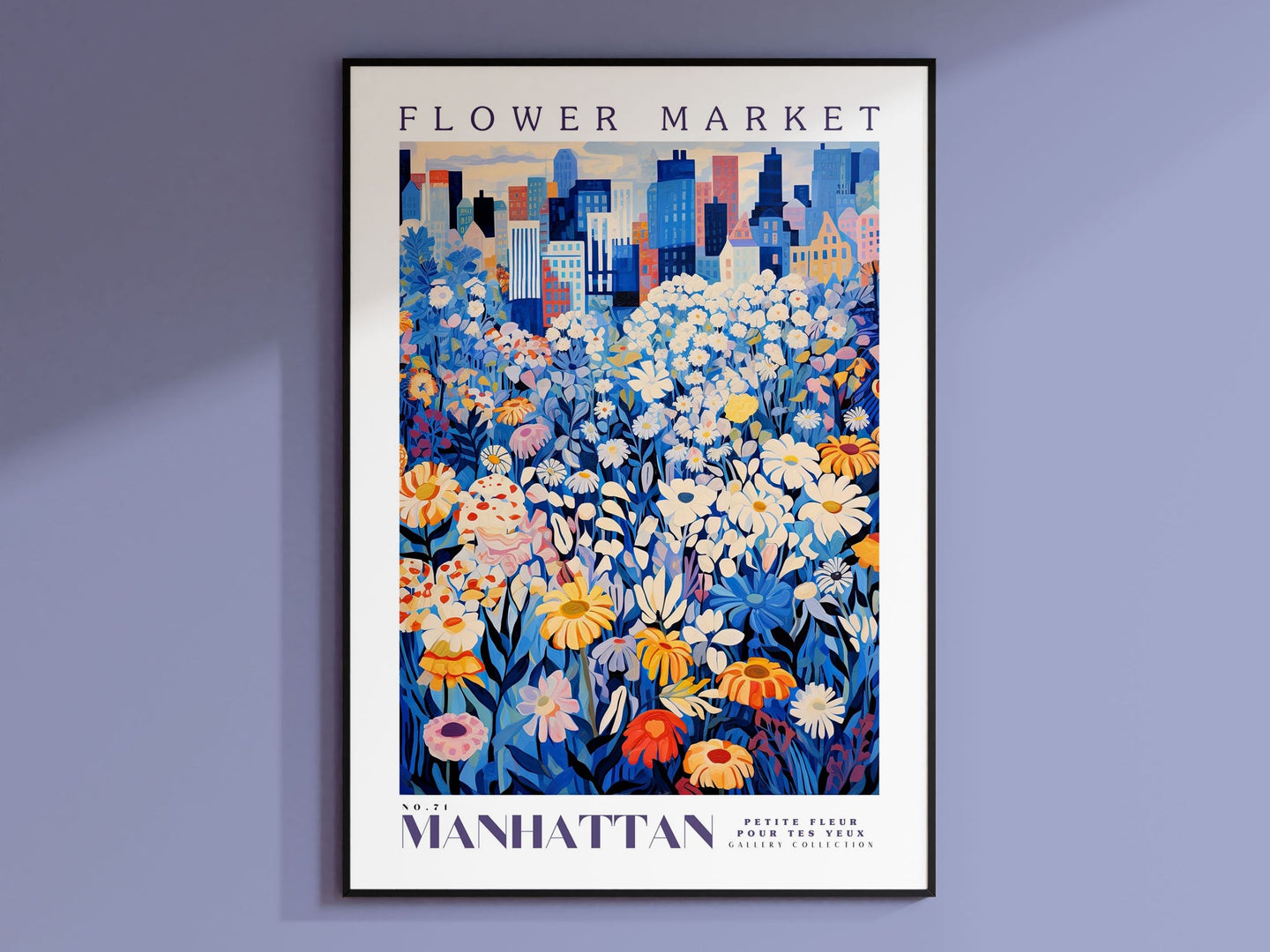 Flower Market Print Manhattan, Manhattan Art Print, Manhattan Painting, Manhattan Poster, New York Art, Botanical Wall Art, Blue Prints