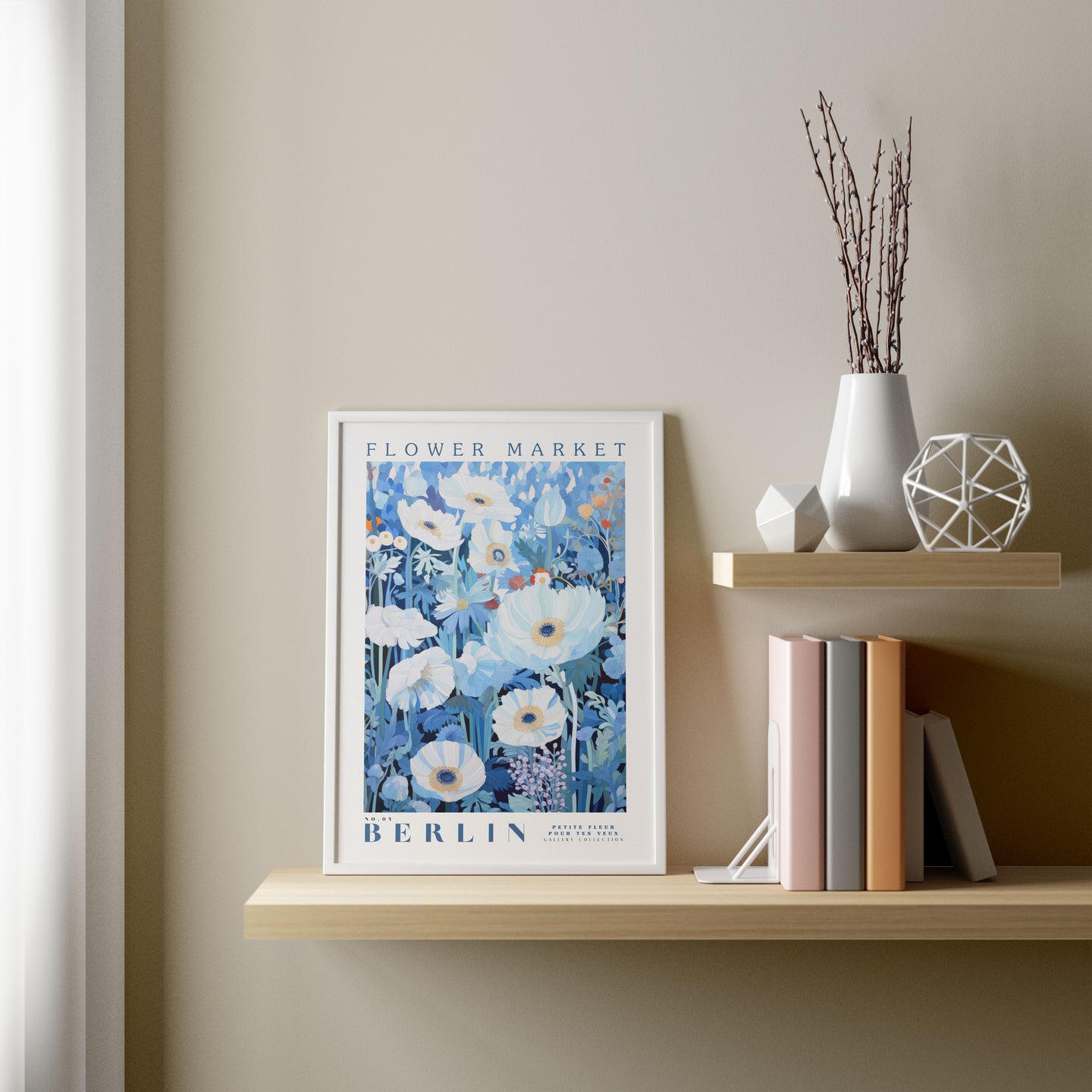 Berlin Flower Market Poster, Berlin Flower Painting Print, Floral Wall Art, Colorful Wall Art Abstract, Nature Abstract Print, Light Blue