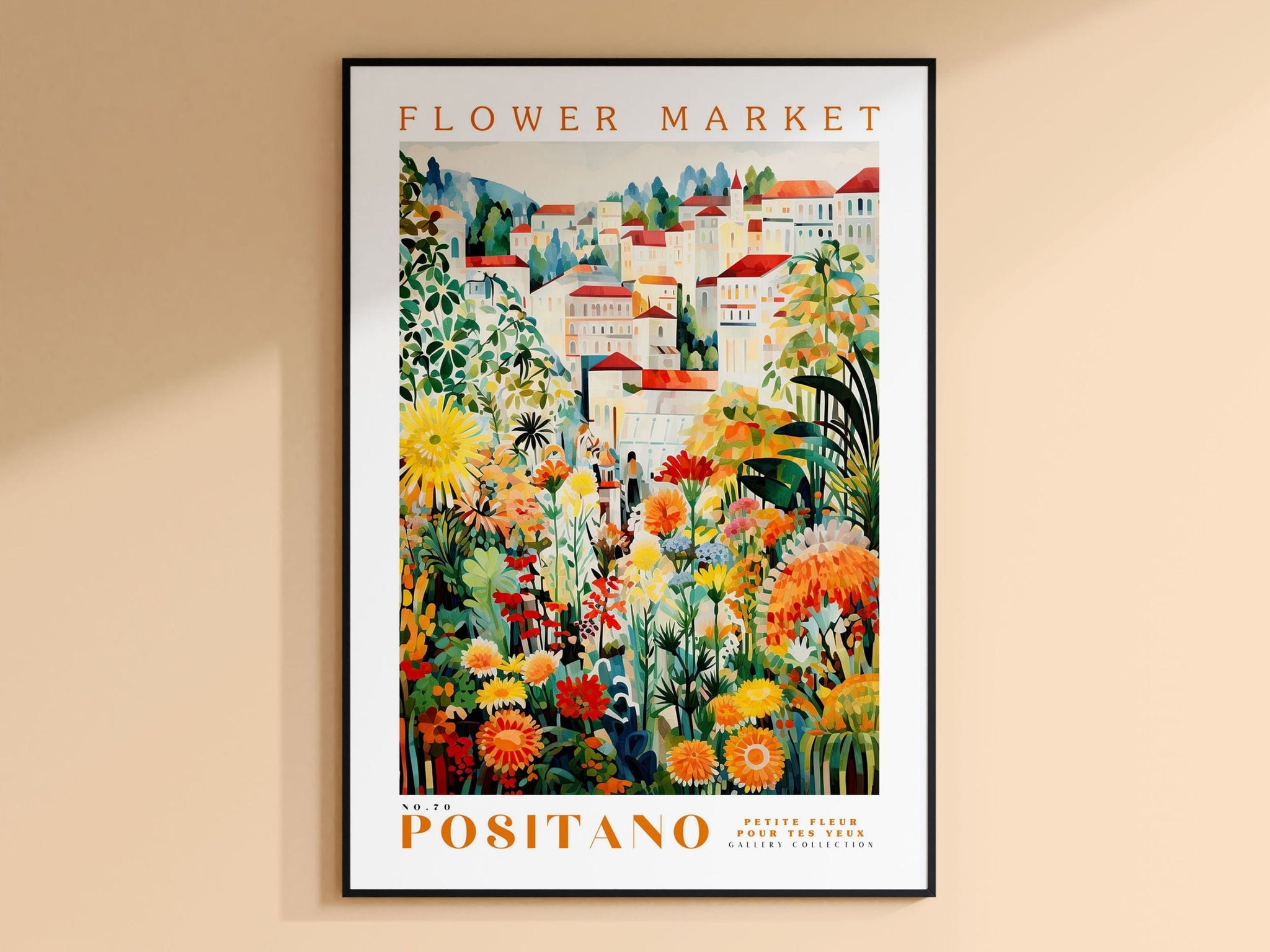 Positano blomstermarked plakat