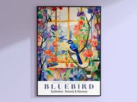 Bluebird Wall Art, bluebird painting, blue Wall Decor, colorful birds, bird wall art, bird art print, animal wall art, floral illustration