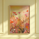 a painting of a field of flowers on a wall