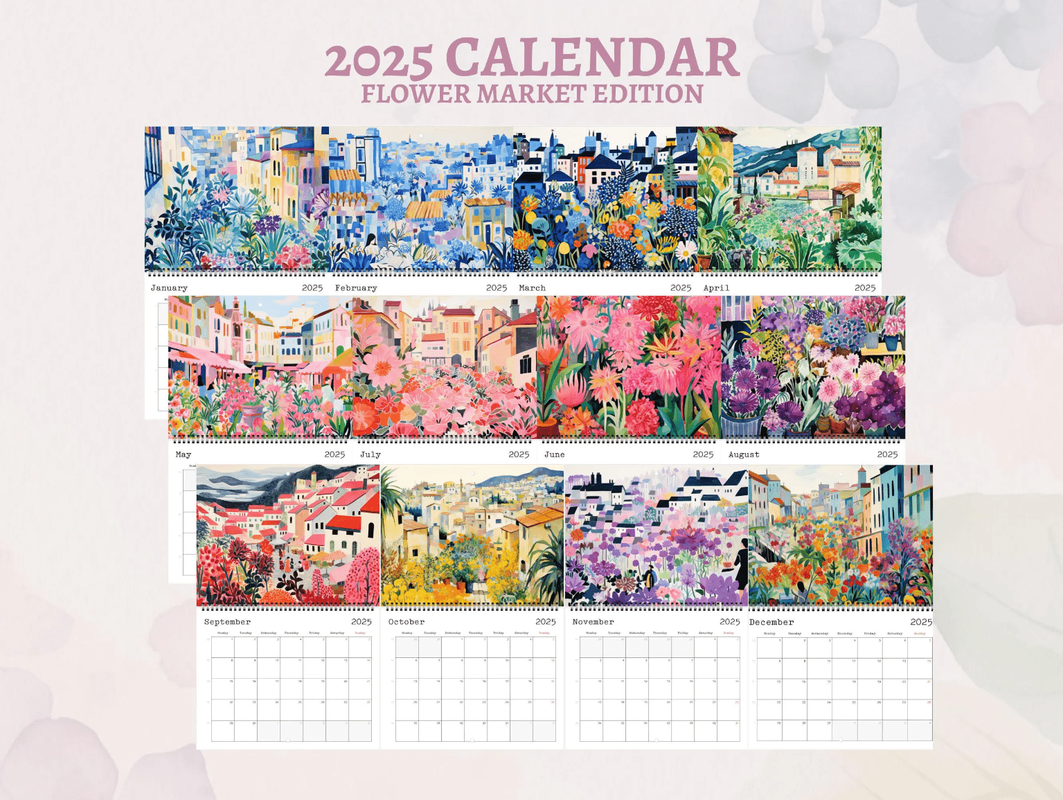 2025 Calendar with Floral Illustrations - 8.5" x 11" (US) - A4 (EU) - Enchanted SightsCalendarsEnchanted Sights