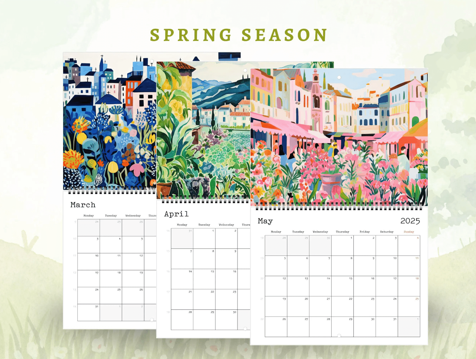 2025 Calendar with Floral Illustrations - 8.5" x 11" (US) - A4 (EU) - Enchanted SightsCalendarsEnchanted Sights