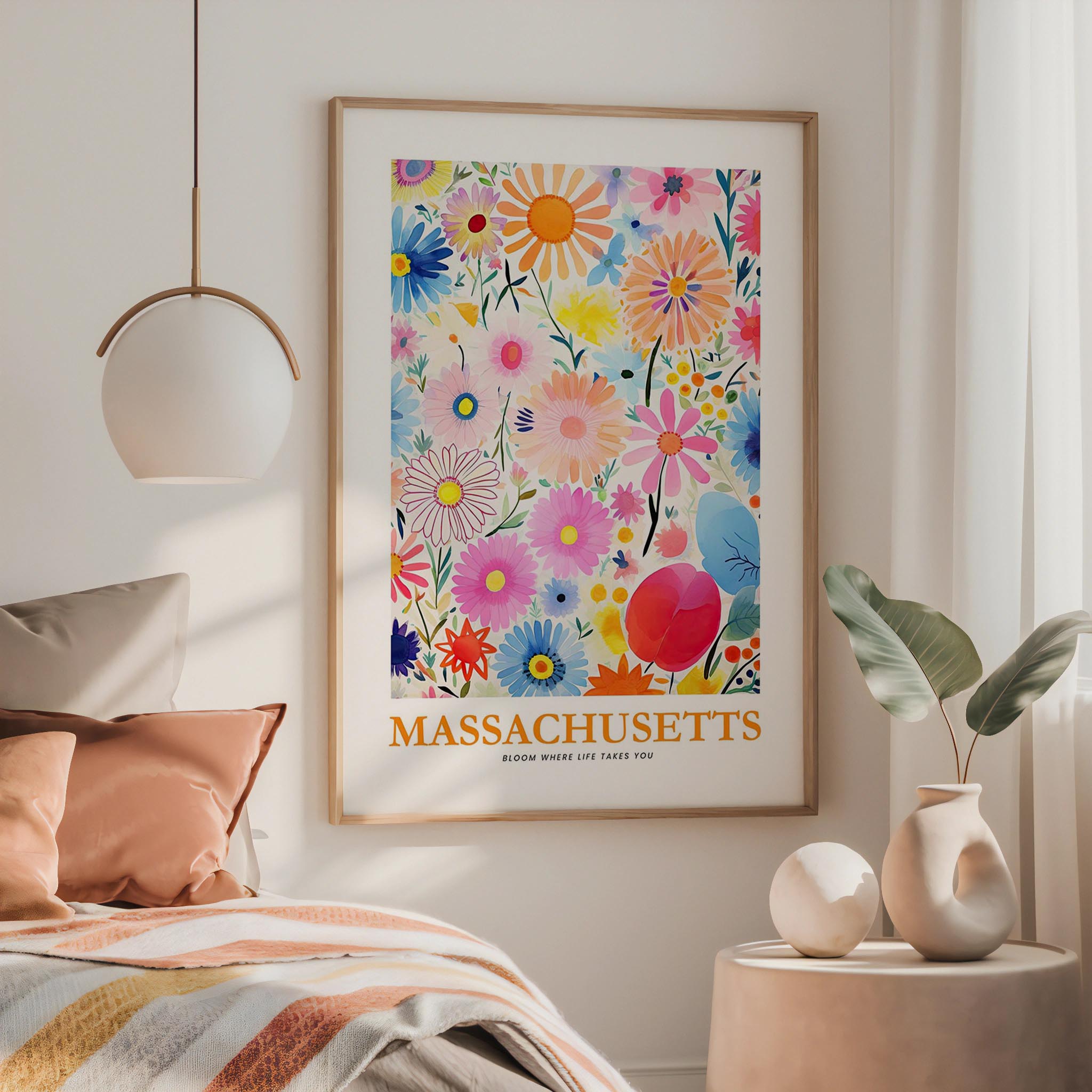 Massachusetts Flower Art Print