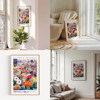 a living room filled with furniture and paintings