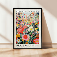 a flower market poster hanging on a wall