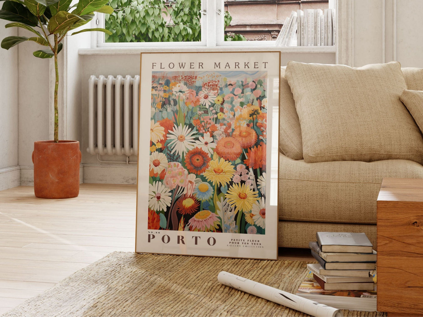 Porto blomstermarked plakat