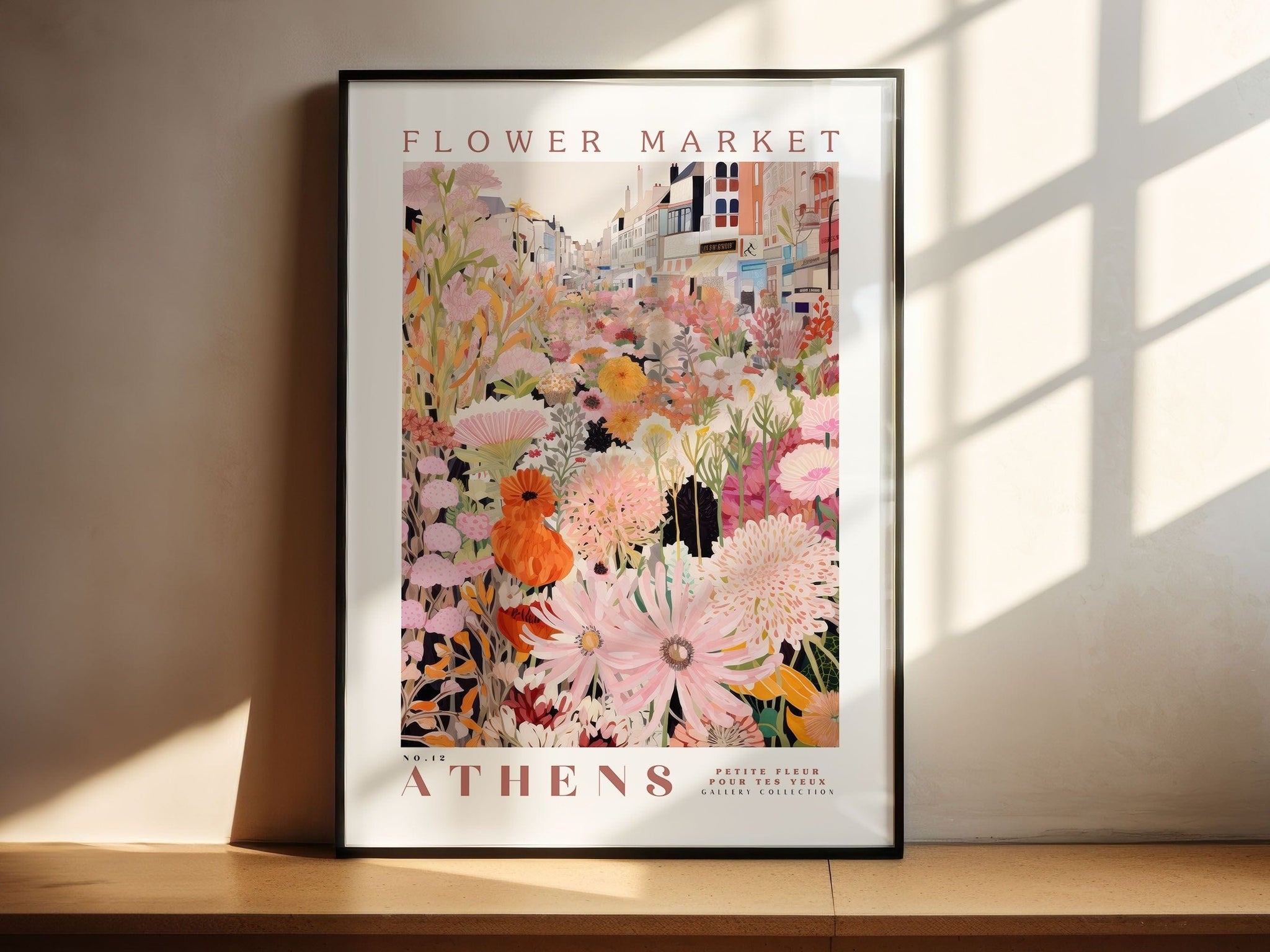 Athens Flower Market Poster Pink