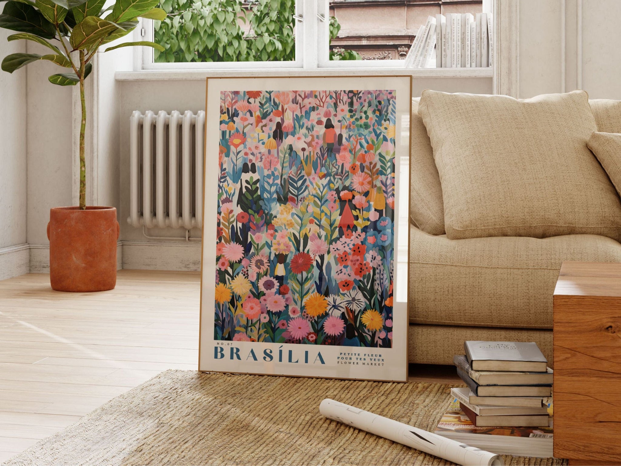 Brasilia Flower Market Poster