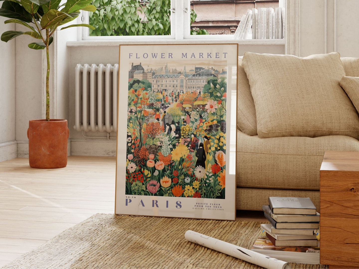 Plakat med blomstermarked i Paris