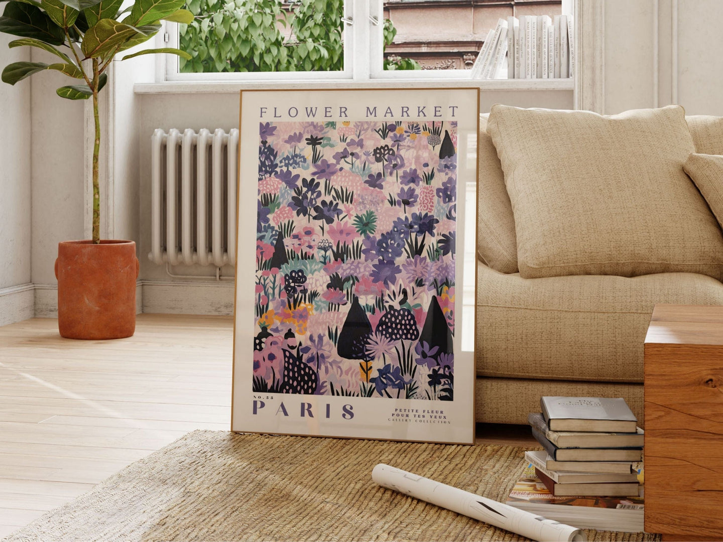 Plakat med blomstermarked i Paris