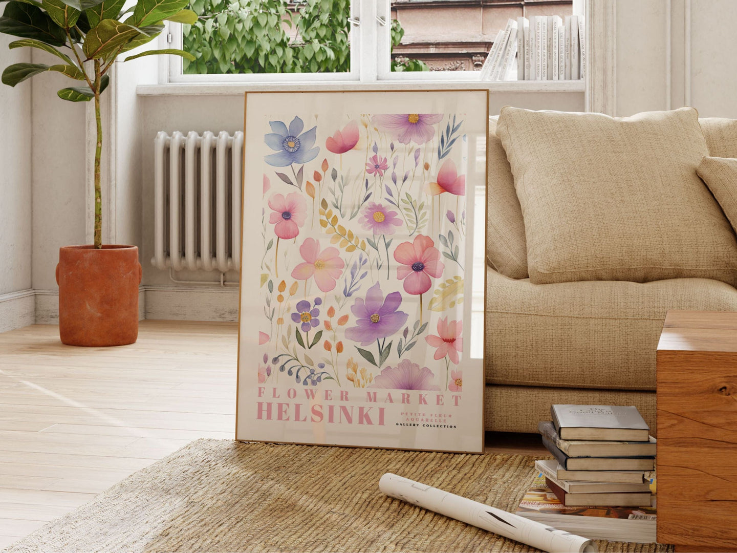 Helsinki blomstermarked plakat 