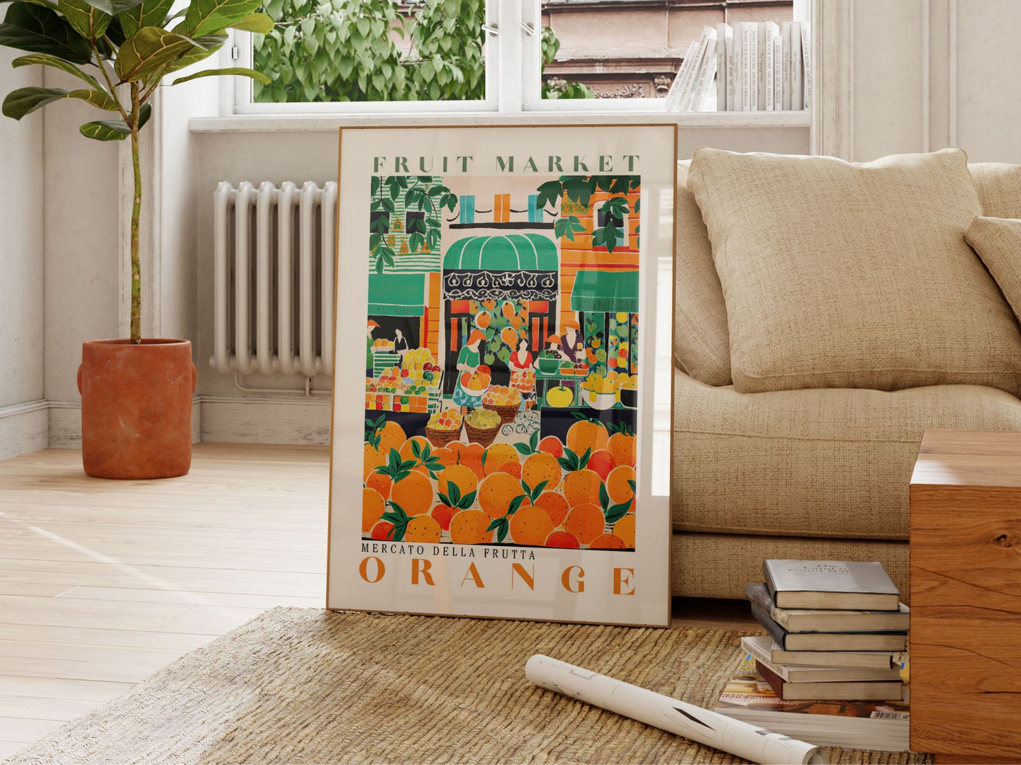 Orange Fruit Market, Vintage Fruit Art, Fruit Market Poster, Orange Poster Orange Fruit Print, Colorful Wall Art, Fruit Print, Trendy Poster