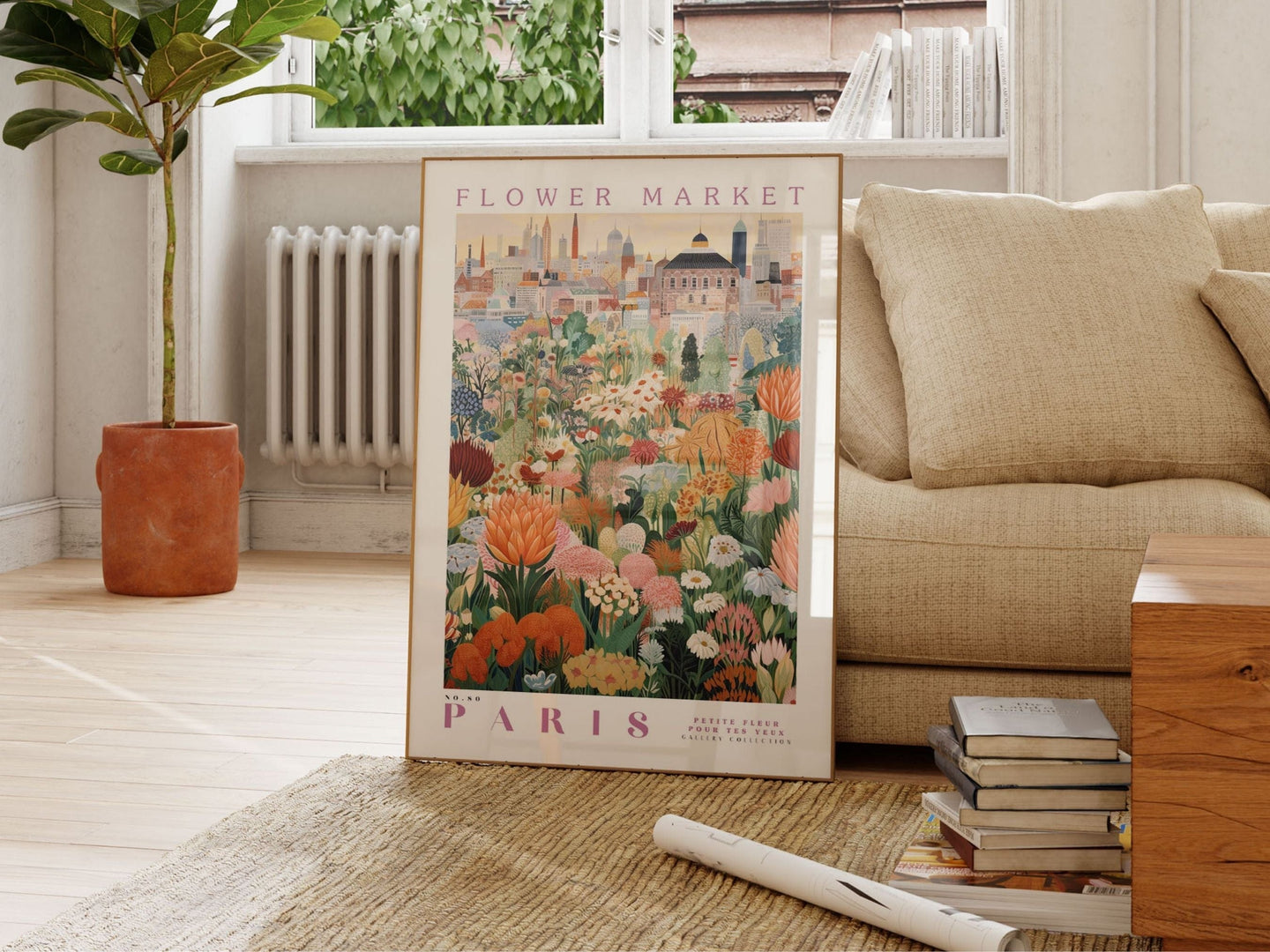 Plakat med blomstermarked i Paris