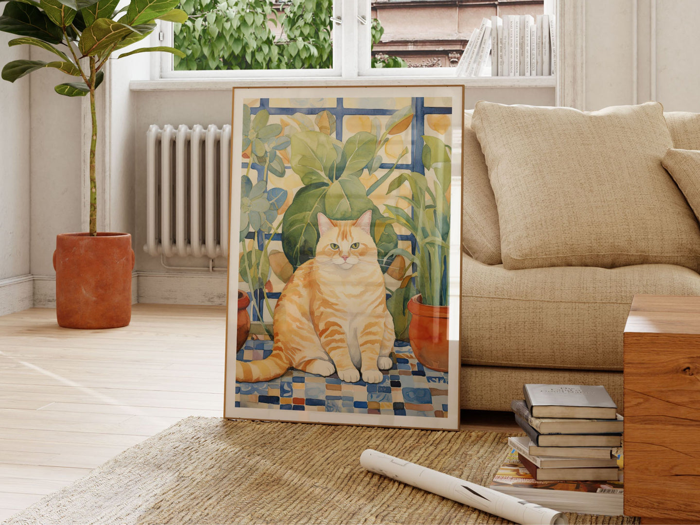 Fat Cat Art Pet, Cat wall art, Cozy cat decor, Cute animal poster, Funny cat poster, Minimalist Cat Illustration, Gifts for Cat Lovers
