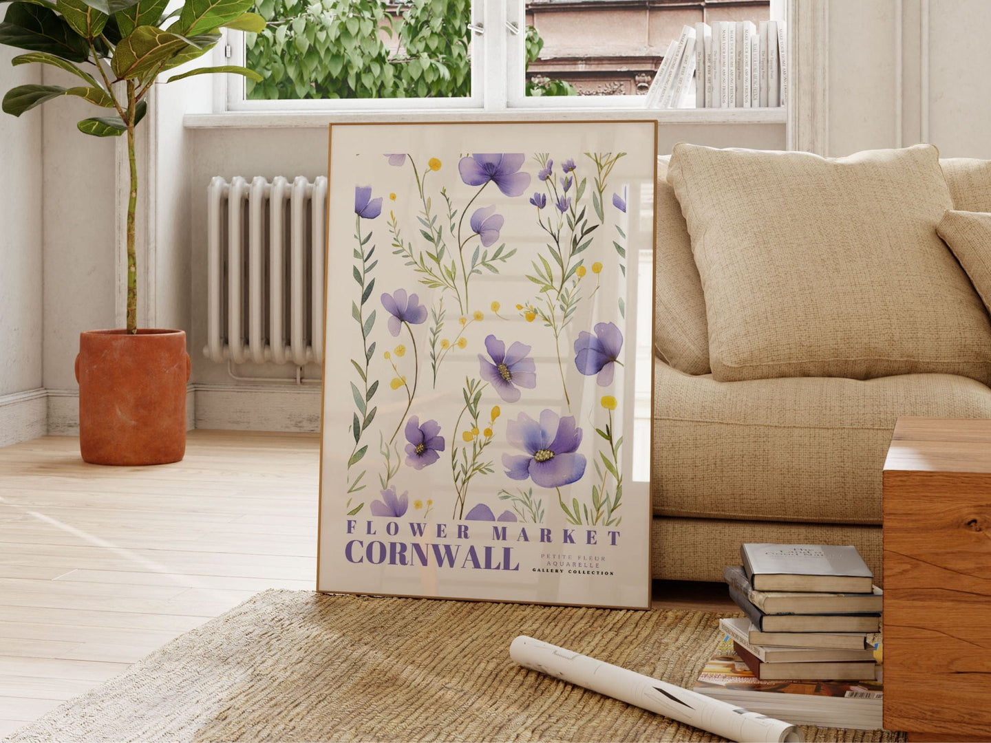 Cornwall blomstermarked plakat 