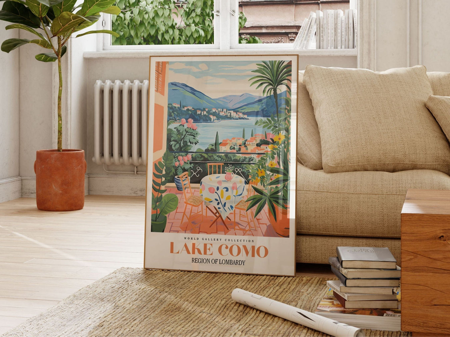 Lake Como Travel Poster, Italy Wall Art, City Poster, Colorful Wall Art, Trendy Wall Art, Gallery Wall Print, Italy Painting, Como Print