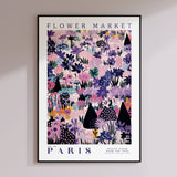 a flower market poster hanging on a wall