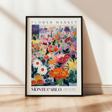 a flower market poster hanging on a wall