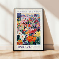 a flower market poster hanging on a wall