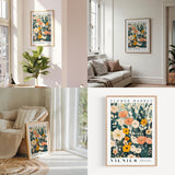 a living room filled with furniture and flowers