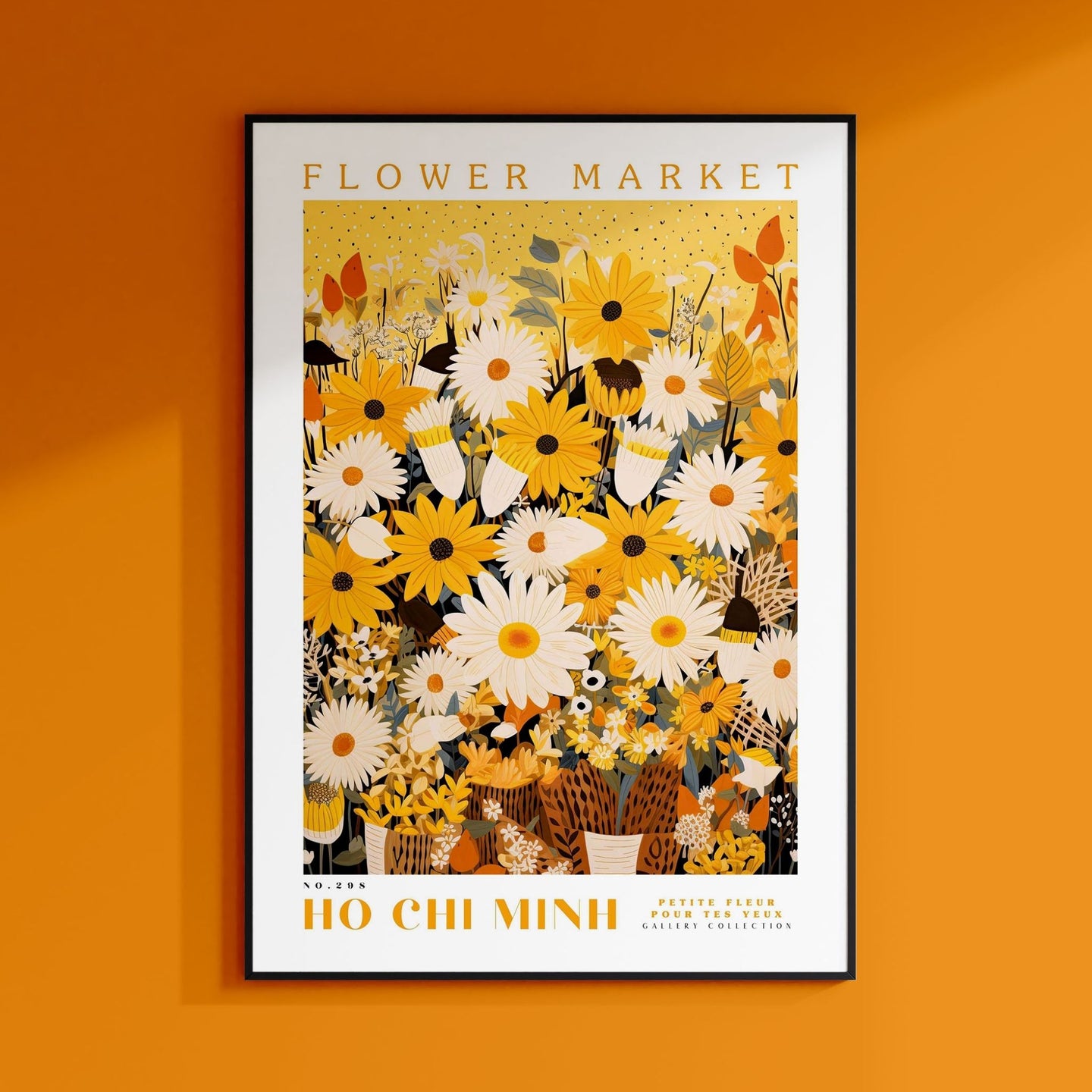 a picture of a bunch of flowers on a wall
