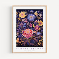 a framed print of a floral bouquet